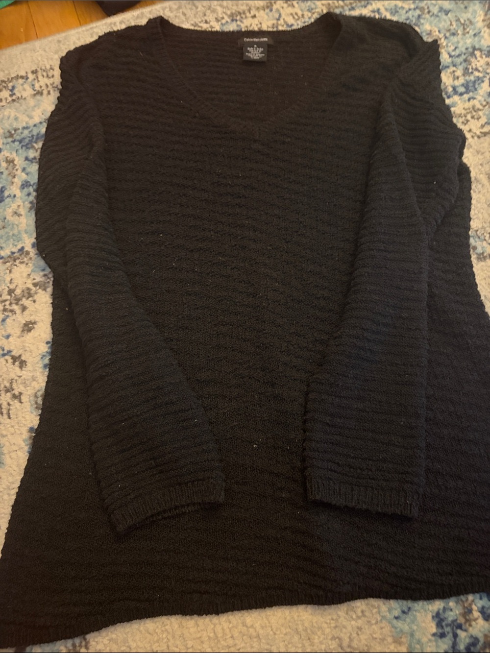 Calvin Klein Jeans Black Ribbed V-Neck Sweater